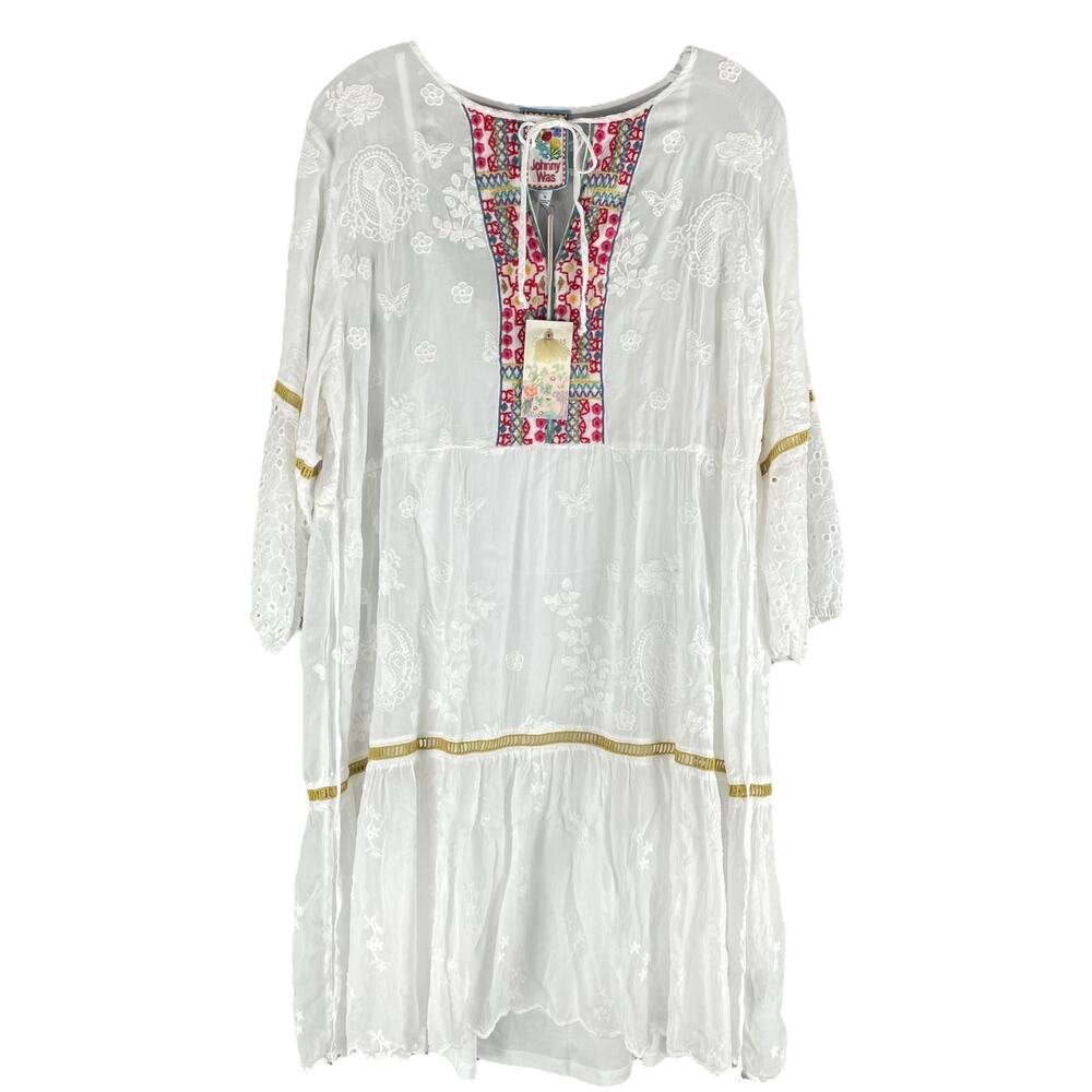 Johnny Was Kit Tunic Dress Lace Embroidery Eyelet White Size XL - Picture 4 of 12